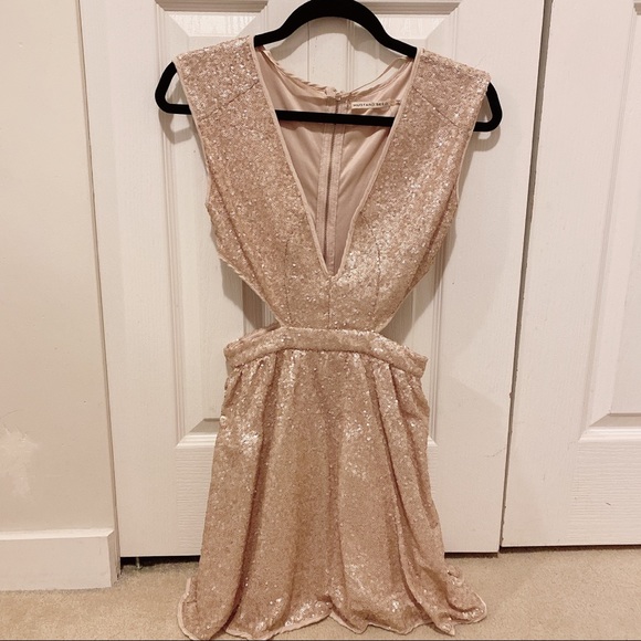 Mustard Seed Sequin Cutout Dress in Rose Gold - Picture 2 of 4